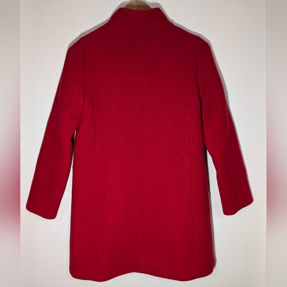 J.Crew Crewcuts Girls 12 Red Wool Blend Bow Pea Coat Zip Closure Satin Lined - Picture 2 of 9